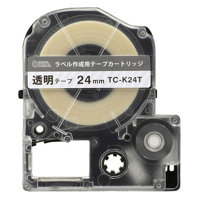 テプラ互換ラベル 透明テープ 黒文字 幅24mm TC-K24T(1個)